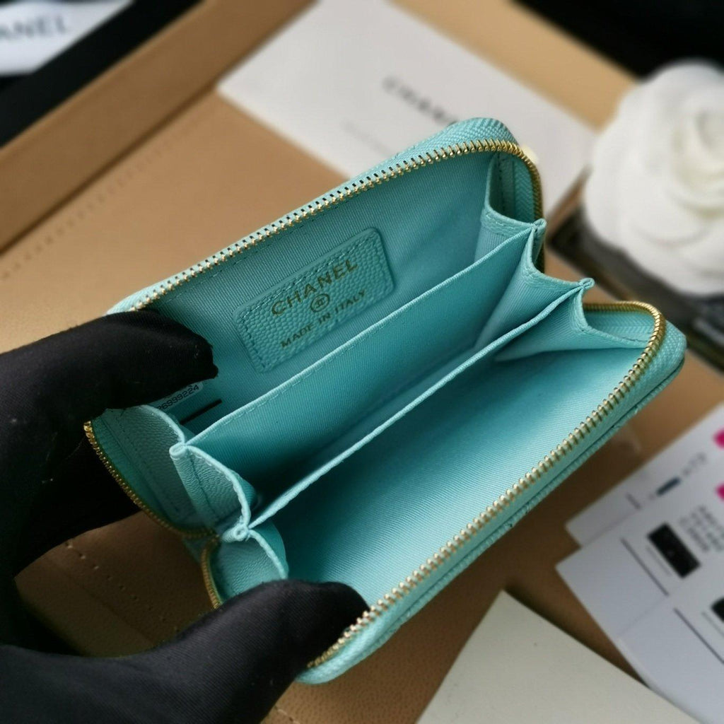 Chanel Zip Coin Wallet Tiffany Blue — view 7