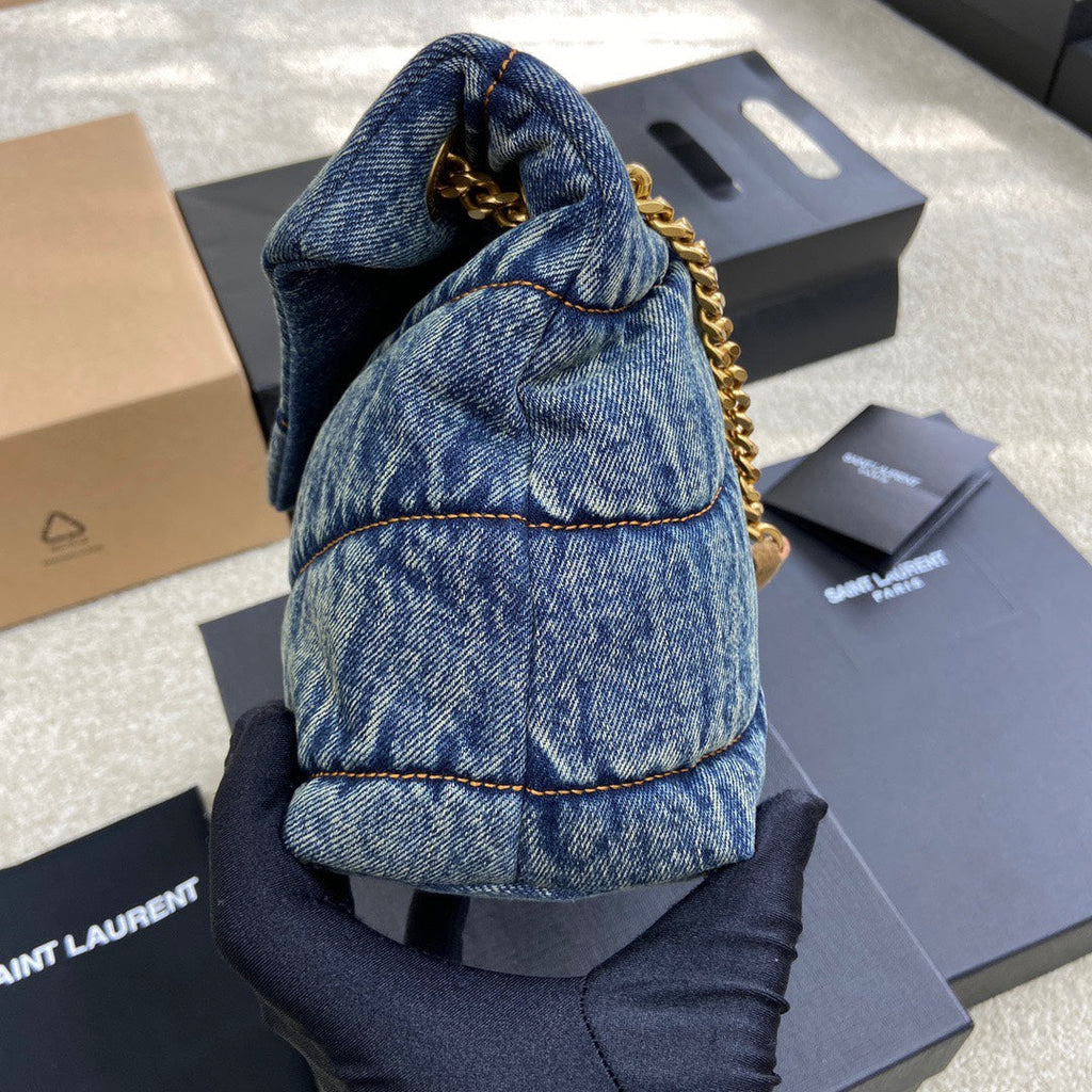 YSL Puffer Denim Bag - Blue — view 4