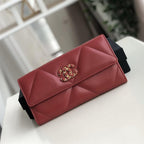 Chanel 19 Quilted Flap Wallet - Red — view 1