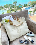 Chanel Pearl Deauville Tote Bag in Beige - White — view 5