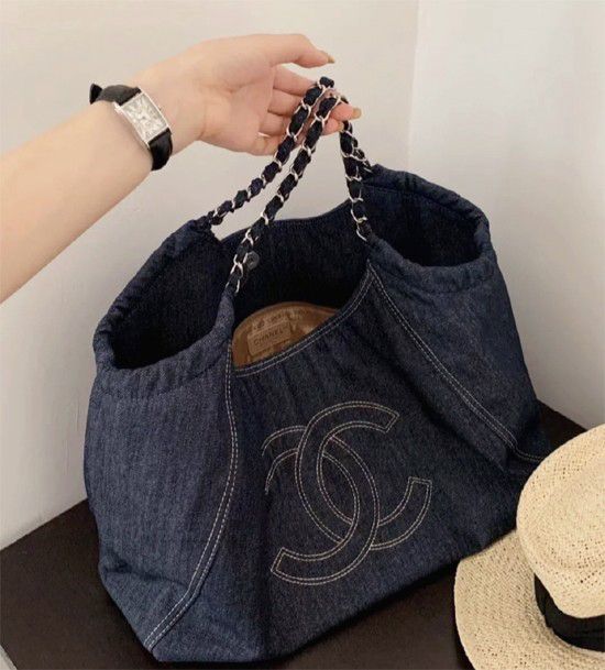 YSL Large Capacity Denim Tote Bag - Demin — view 3