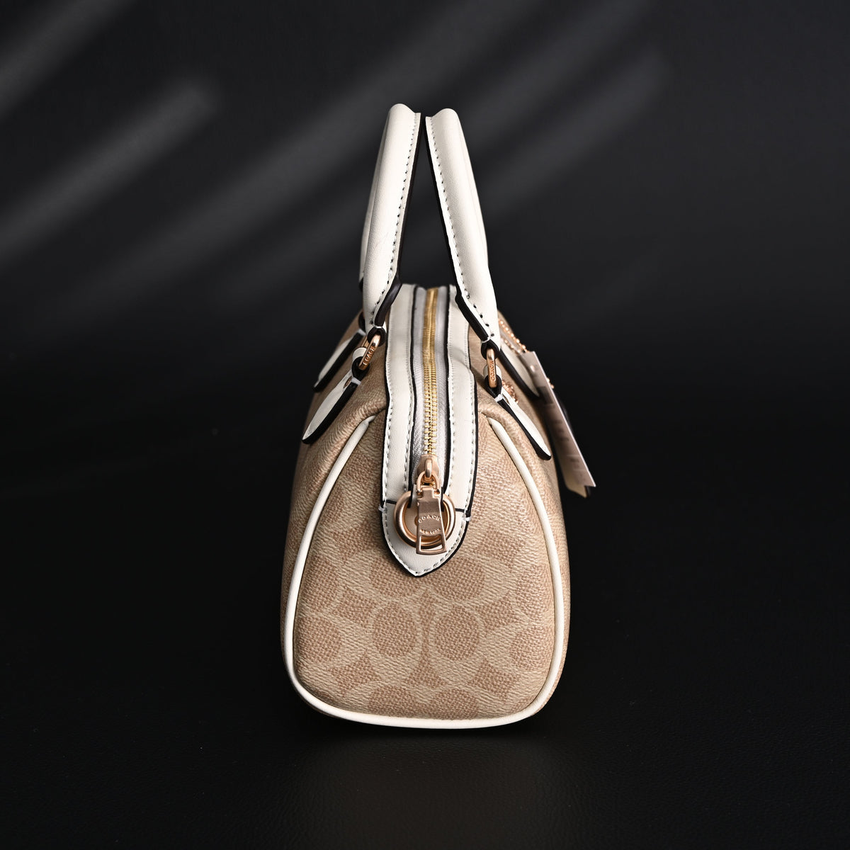 Coach Rowan Satchel – Signature Canvas Top Handle Bag with Crossbody Strap (Khaki/Chalk) — view 3
