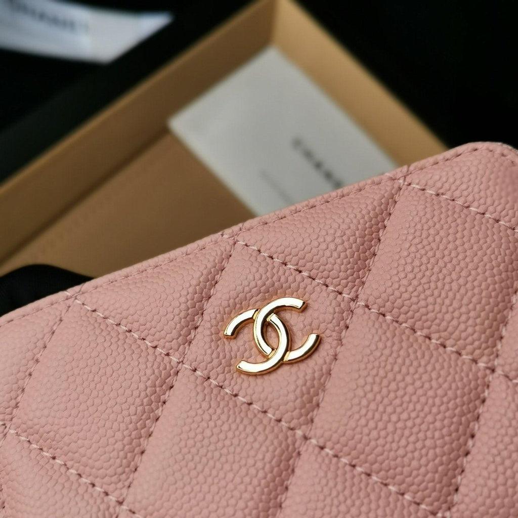 Chanel Navy Wallet Pink - Navy with Pink Accents — view 8