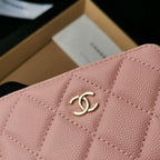 Chanel Navy Wallet Pink - Navy with Pink Accents — view 8