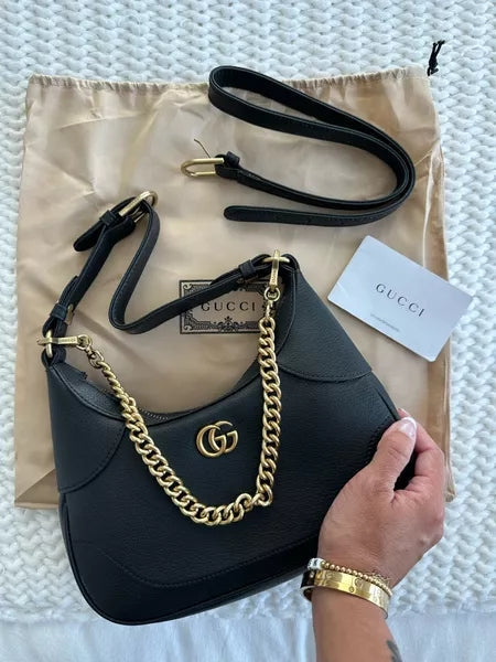 Gucci Aphrodite Mini Leather Shoulder Bag - Black — view 2