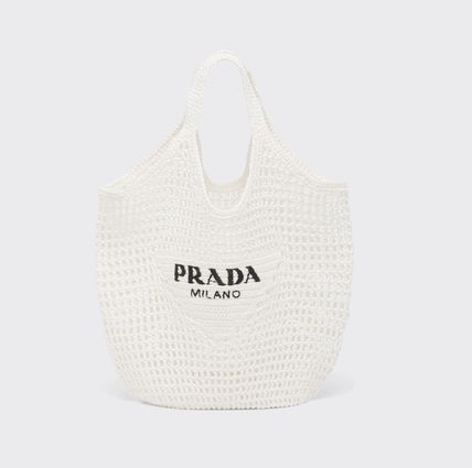 Prada Raffia Tote Bag-White — view 2