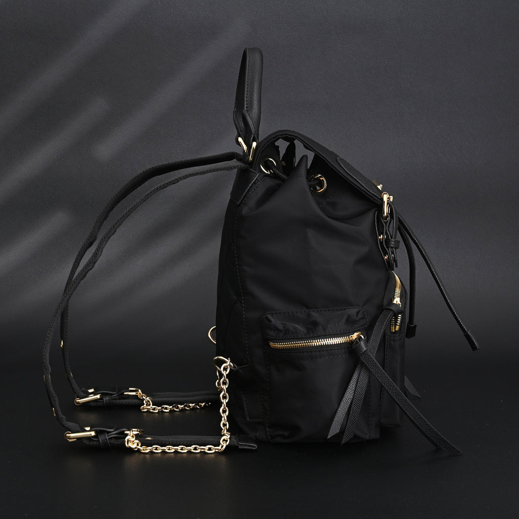 Burberry the Rucksack – Black Nylon & Leather Backpack with Gold-Tone Hardware - Black with Gold Accents — view 8