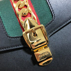 Gucci GG Sylvie Leather Medium Top Handle Bag - Black — view 7