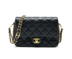Chanel 23c Mini Flap Bag Chain Grained Calfskin Black — view 8