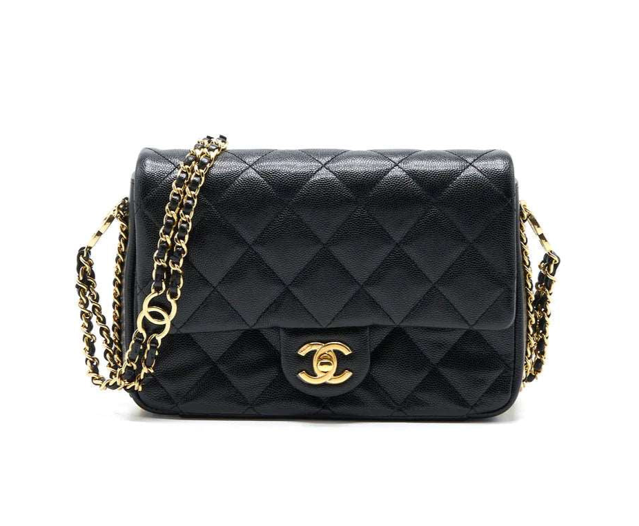 Chanel 23c Mini Flap Bag Chain Grained Calfskin Black — view 8
