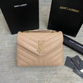 YSL Small Loulou 23 Beige Leather Gold Shoulder Bag — view 7