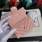 Chanel Caviar Chevron Quilted Compact Flap Wallet Pink - Matte Pink — view 5