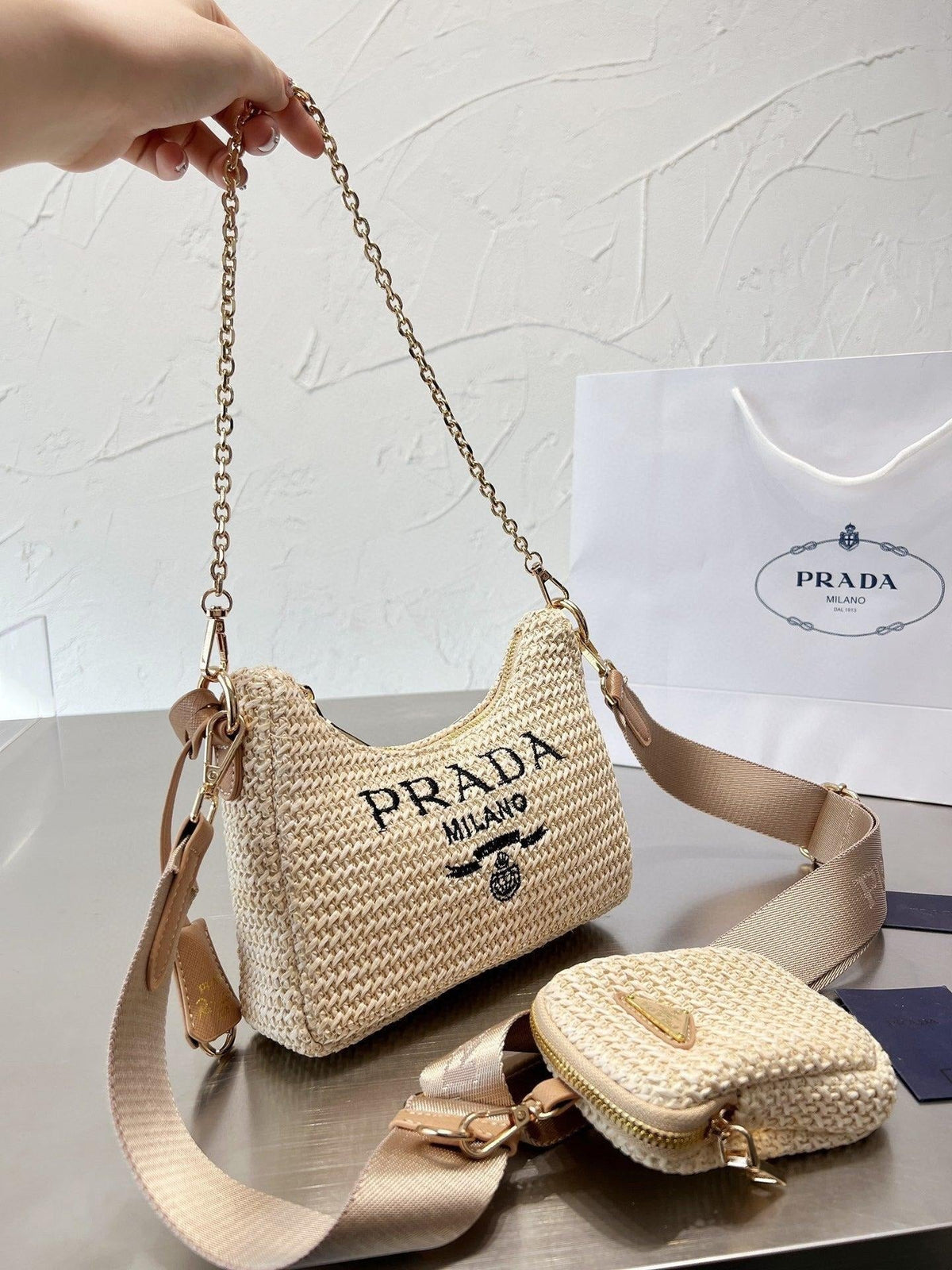 Prada Handbag Re-Edition 2005 Bag 8.3X7X2.3Inch - Beige — view 8