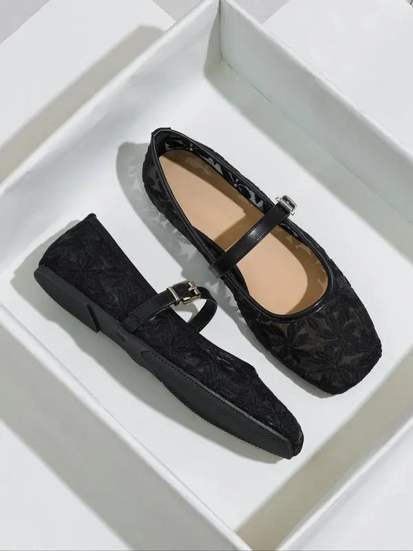 Dolce Lace Flats - Black — view 3