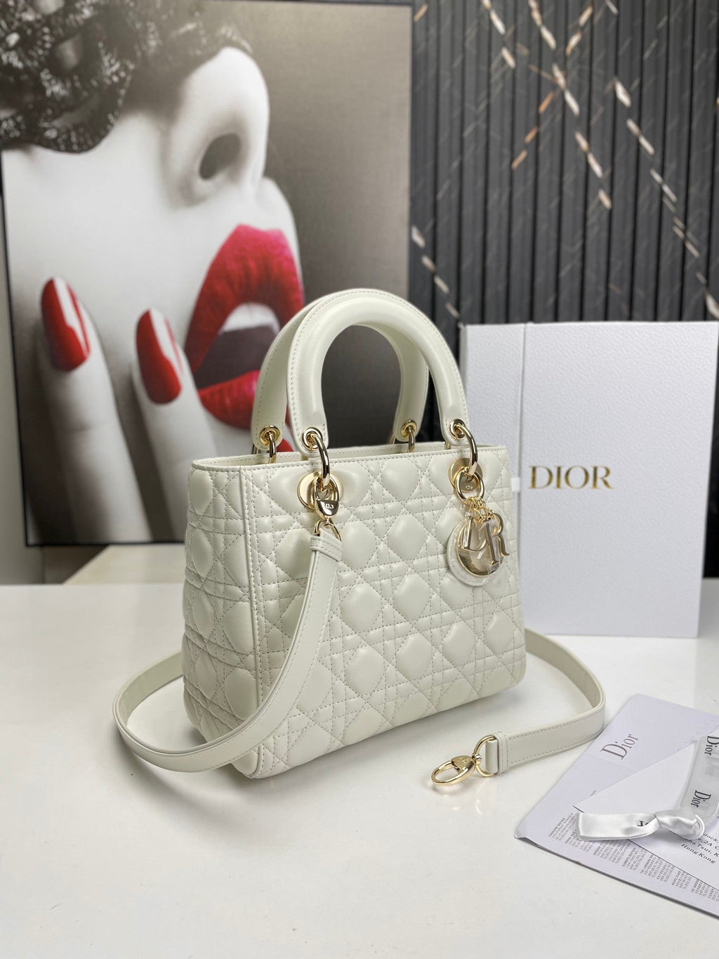 Dior Lady Medium White Bag 24cm — view 3