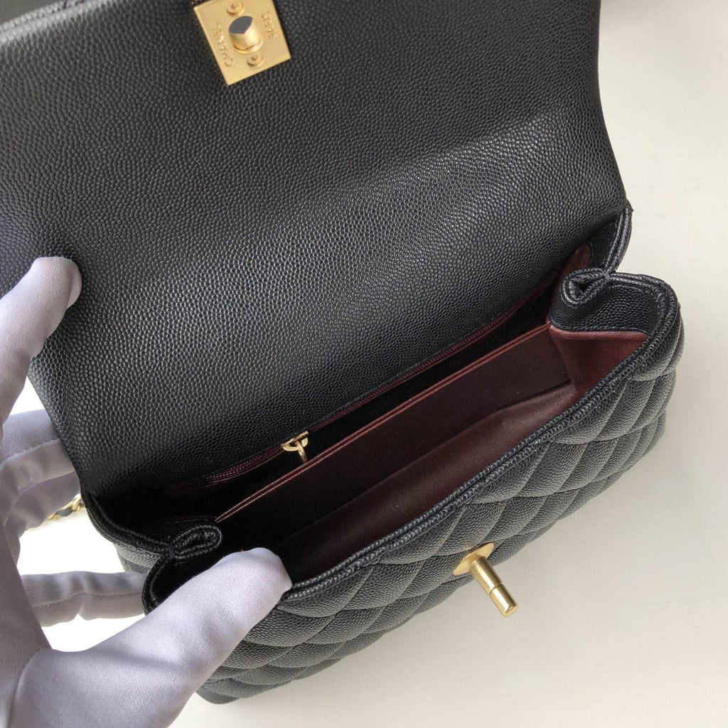 Chanel Small Flap Bag with Coco Handle - Black with Black Hardware — view 7