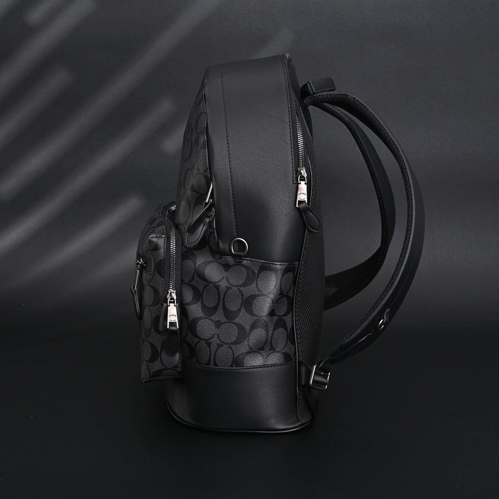 Coach West Backpack – Signature Canvas in Black/Grey - Black/Grey Monogram Pattern — view 8