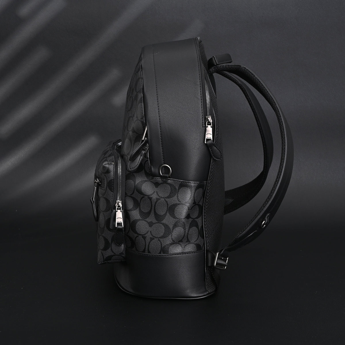 Coach West Backpack – Signature Canvas in Black/Grey - Black/Grey Monogram Pattern — view 8