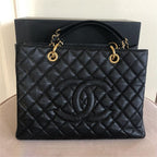 Chanel CC Blackgold Caviar Quilted Grand Shopping Tote — view 1