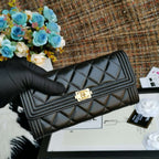 Chanel Boy Long Flap Wallet Lambskin - Black — view 3