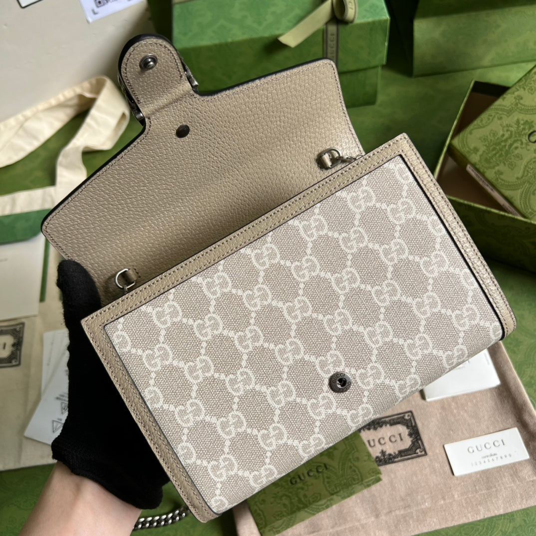 Gucci Dionysus Chain Wallet Beige and White GG Supreme Canvas — view 4