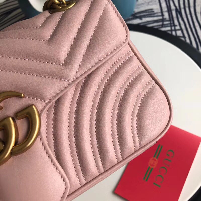 Gucci Marmont Matelass ̈¦ Shoulder Bag in Pink — view 4