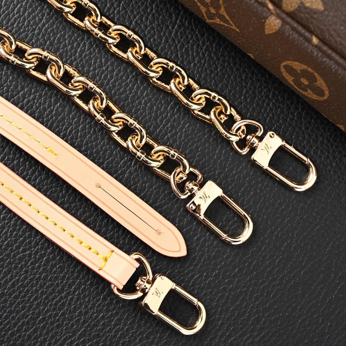 Louis Vuitton Pochette Accessoires Monogram Canvas Clutch Bag – Brown with Gold Chain (M82766) — view 5