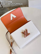 LV Twist MM Epi Leather Handle Crossbody Bag with LV Twist Lock White Quartz — view 3