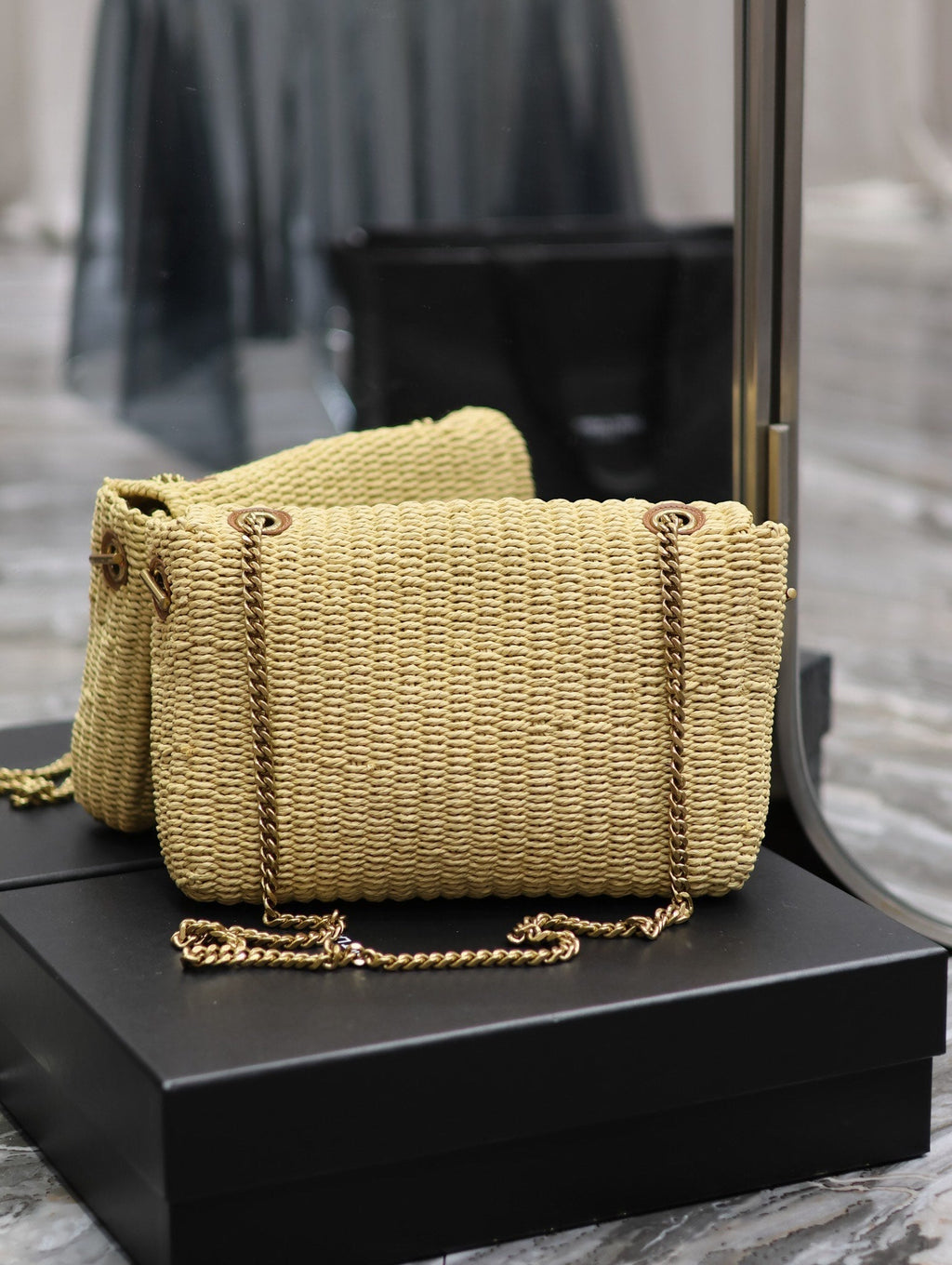 YSL Kate in Raffia Shoulder Bag — view 2