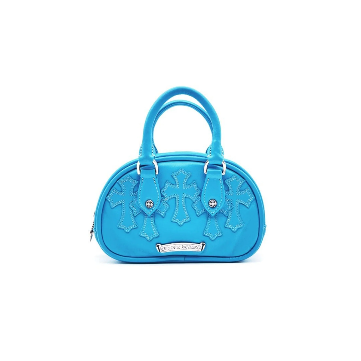 Chrome Hearts Blue Leather Cross Patch Mini Gym Bag — view 2