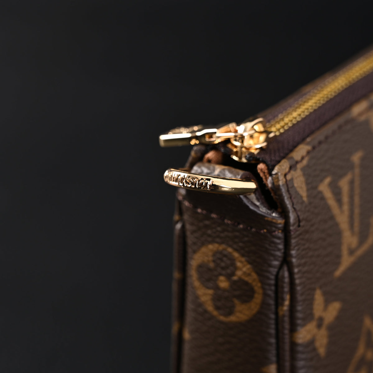 Louis Vuitton Pochette Accessoires Monogram Canvas Clutch Bag – Brown with Gold Chain (M82766) — view 2