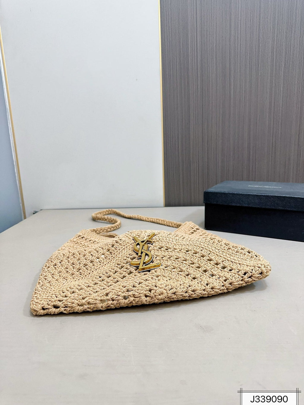 Saint Laurent YSL Raffia Tote Bag Beach Casual - Brown — view 6