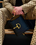 Gucci Small Horsebit Embellished Leather Bucket Bag - Black — view 15