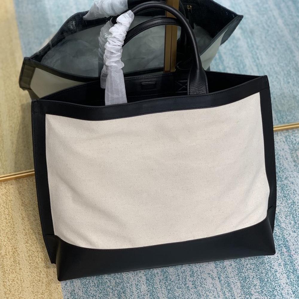 YSL Tag Hobo Bag - Beige/Black — view 2