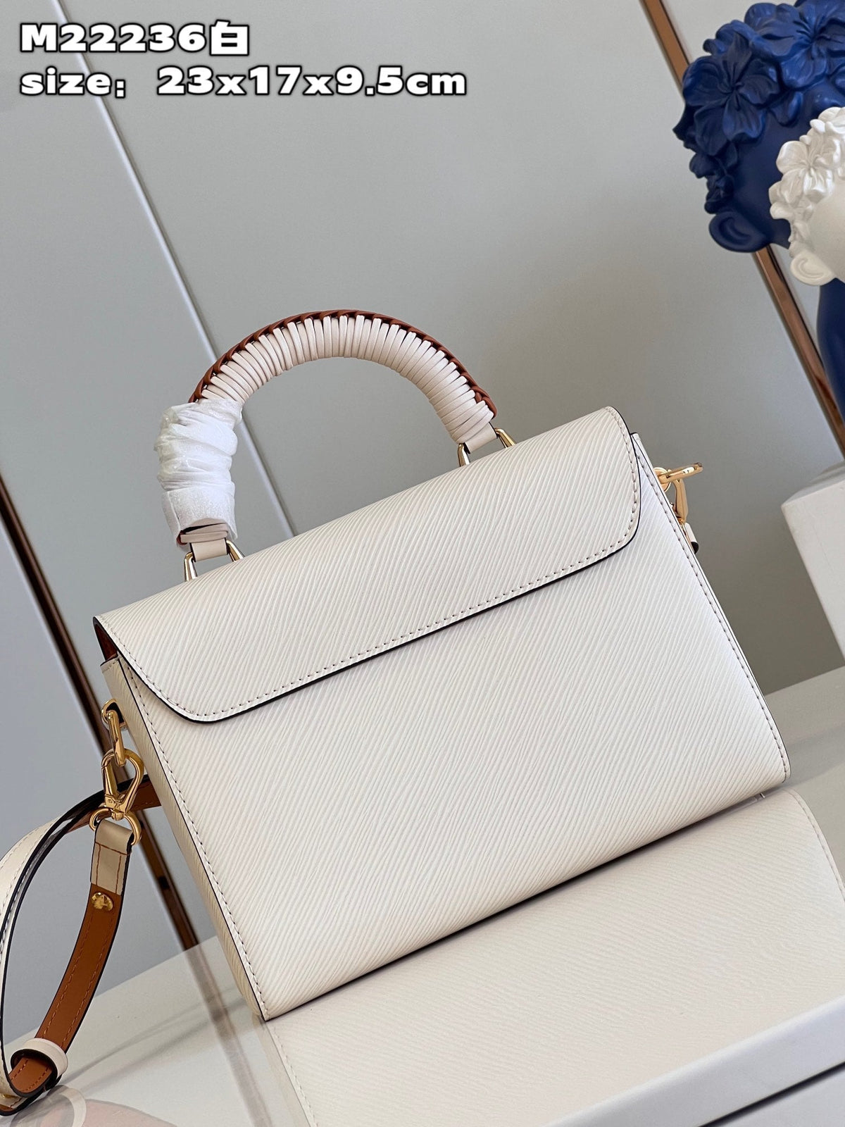 LV Twist MM Epi Leather Handle Crossbody Bag with LV Twist Lock White Quartz — view 2