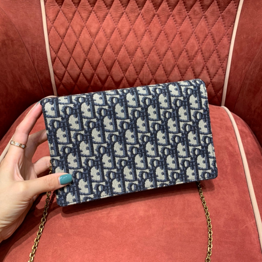 Dior Saddle Pouch Blue Dior Oblique Jacquard — view 5