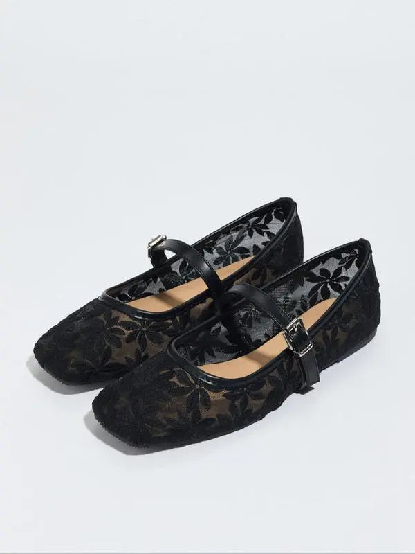 Dolce Lace Flats - Black — view 4