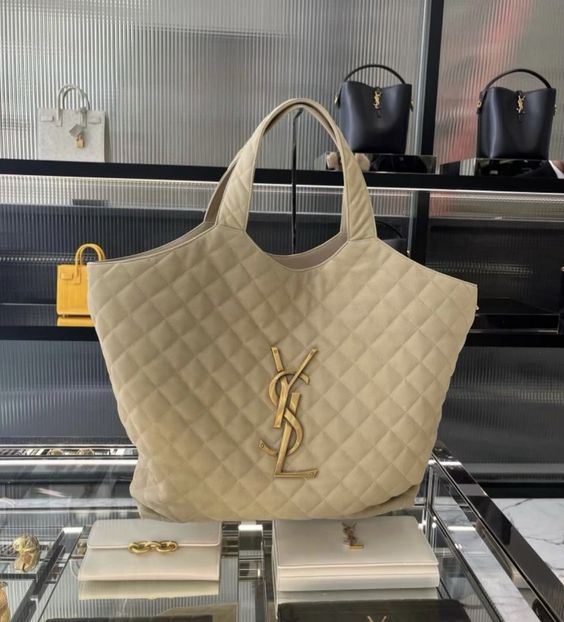 Saint Laurent Icare Extra Large Embellished Quilted Leather Tote Handbag - White — view 5