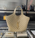 Saint Laurent Icare Extra Large Embellished Quilted Leather Tote Handbag - White — view 7