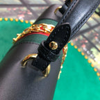 Gucci GG Sylvie Leather Medium Top Handle Bag - Black — view 6