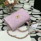 Chanel Mini Flap Bag Pink with Top Handle — view 3