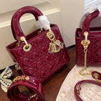 Lady Dior Burgundy Leather Bag — view 2