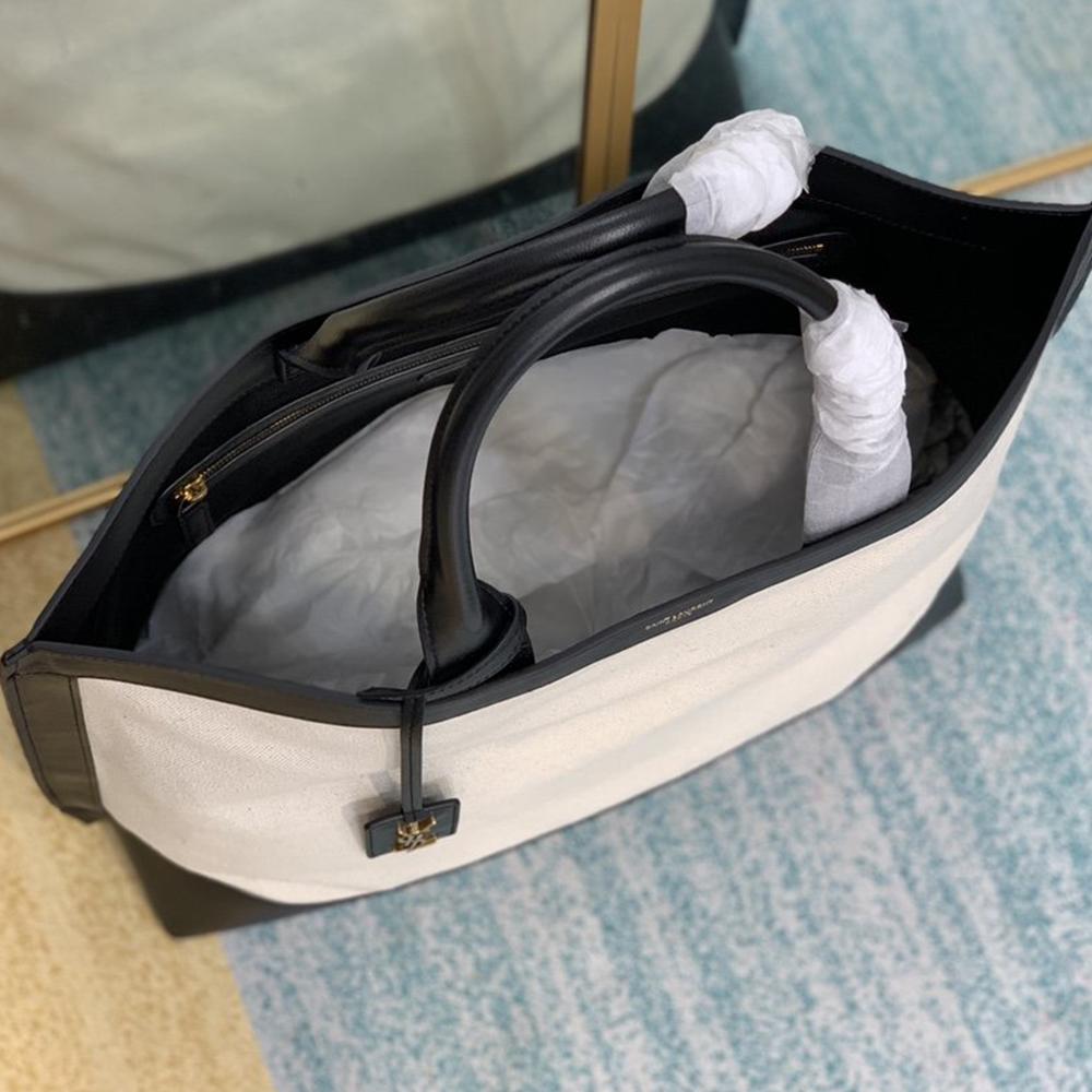 YSL Tag Hobo Bag - Beige/Black — view 4