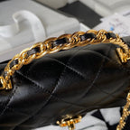 Chanel Flap Bag Gold Top Handle Black — view 3