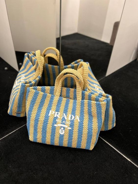Prada Raffia Bag - Blue — view 3