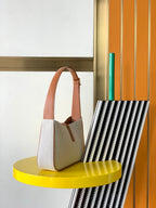 YSL Le 5 a 7 in Canvas and Leather Shoulder Bag - White — view 3