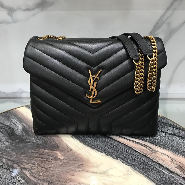 YSL Medium 32 Loulou Bag Black in Gold — view 8