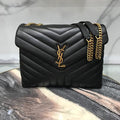 YSL Medium 32 Loulou Bag Black in Gold — view 8