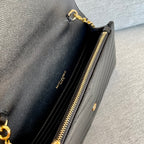 YSL Cassandre Envelope Chain Wallet Black Grain Leather Golden Hardware 19 cm — view 5