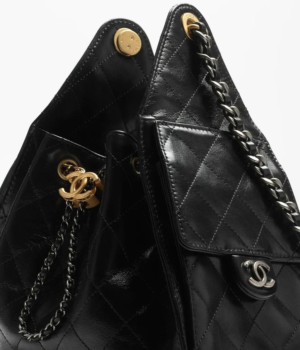 Chanel Mini 25 Quilted Leather Handle Shoulder Bag with Chain Strap — view 2